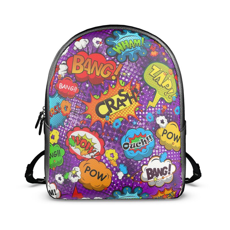 Purple Pop Art, Colville Leather Backpack.