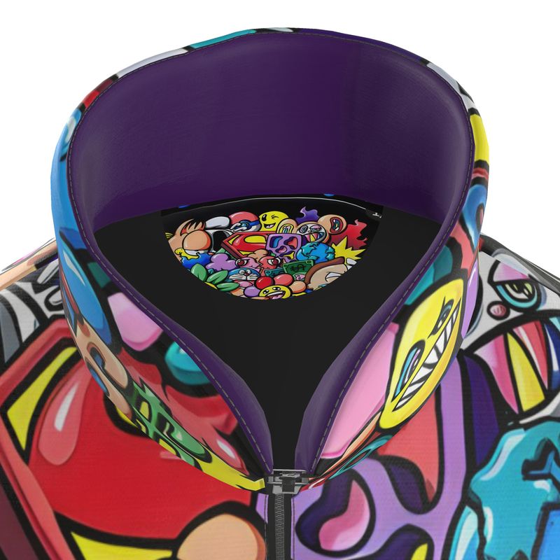 Vexx_Art, Unisex Puffer Jacket. Royal Purple inside Collar.