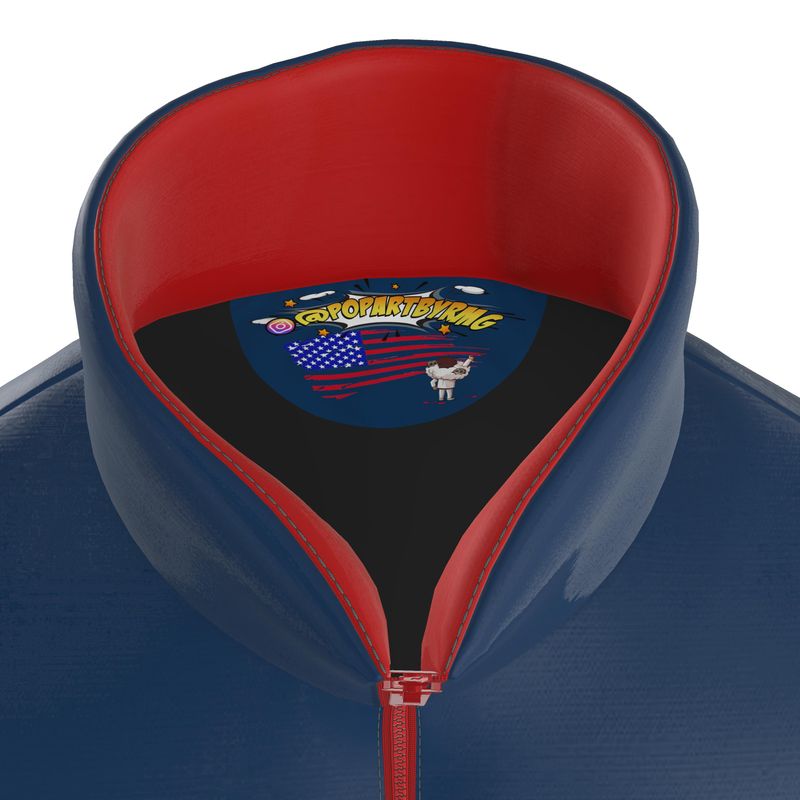 Stars & Stripes Toons Puffer Jacket, Real 100% Silk Satin 85gsm.