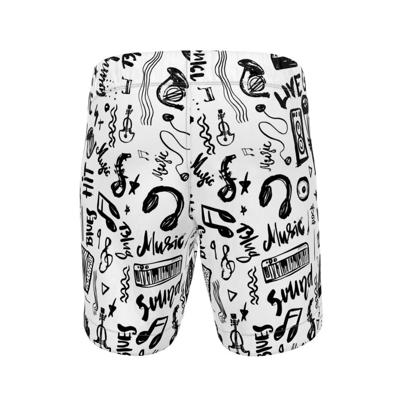 Men's Swimming Shorts Black& White Music Logo