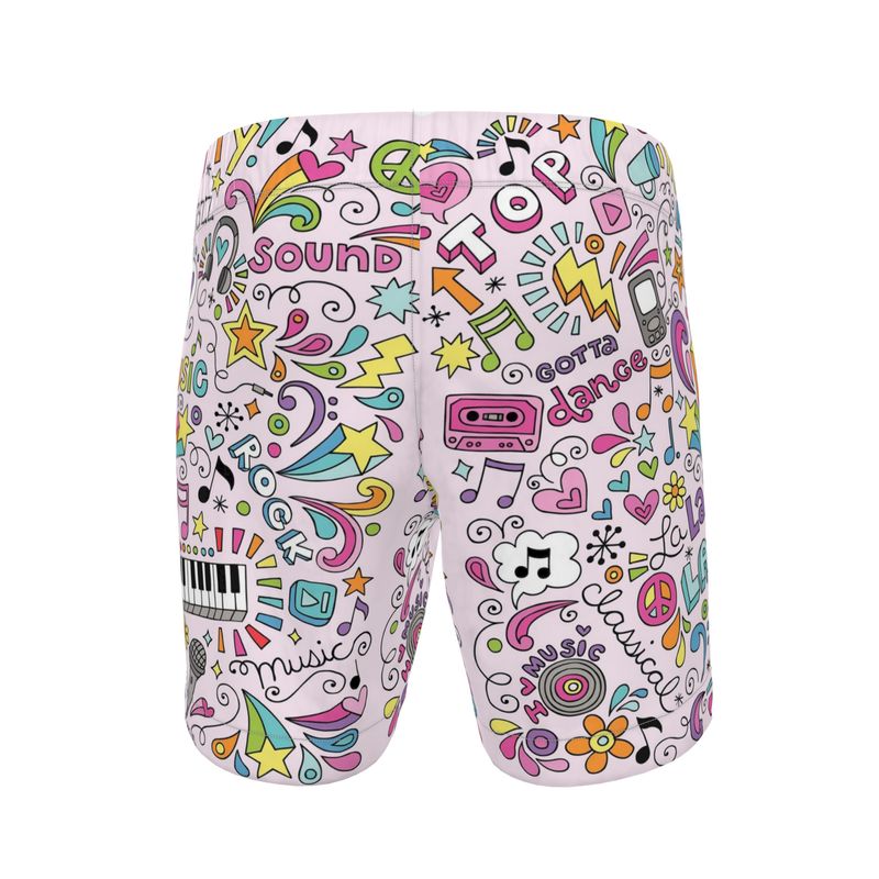 Mens Swimming Shorts Music Pink