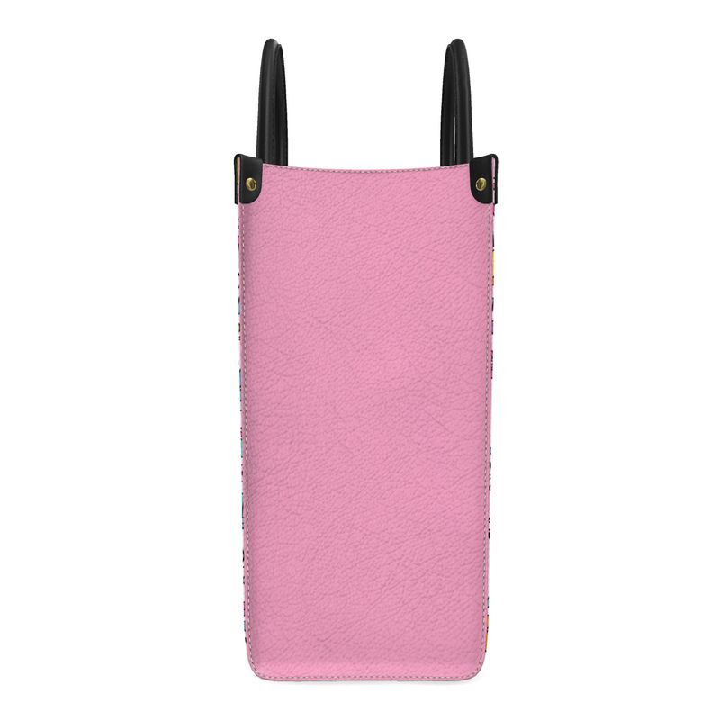 Leather Shopper Bag Pink Music Logo