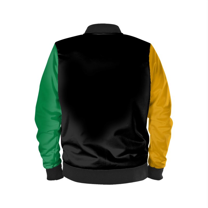 Scarlet Red Marble Velvet Bomber Jacket, Classic Color Block.