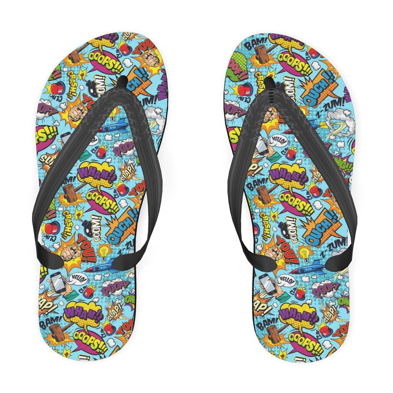Blue Pop Art, Flip Flops.