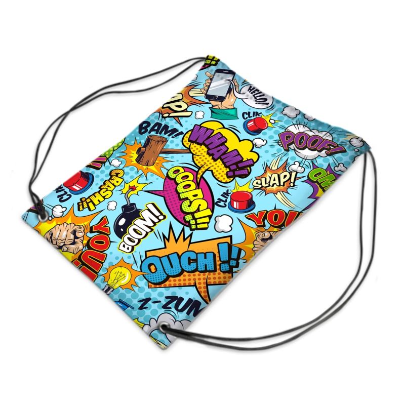Blue Pop Art, Drawstring PE Bag.
