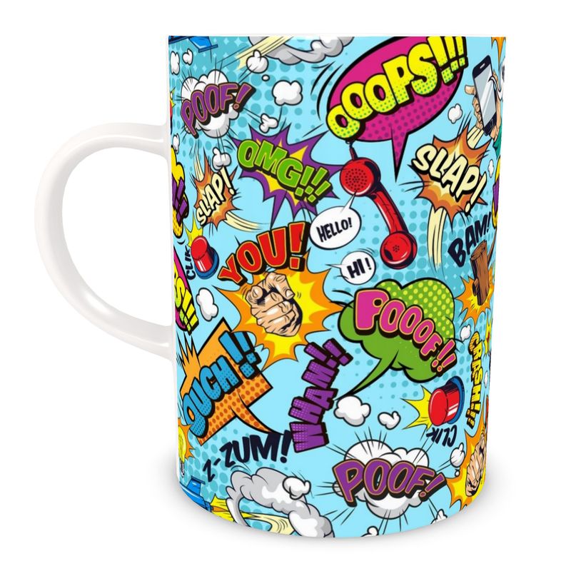 Blue Pop Art, Bone China Mug.
