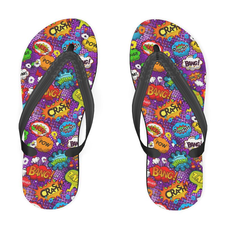 Purple Pop Art, Flip Flops.