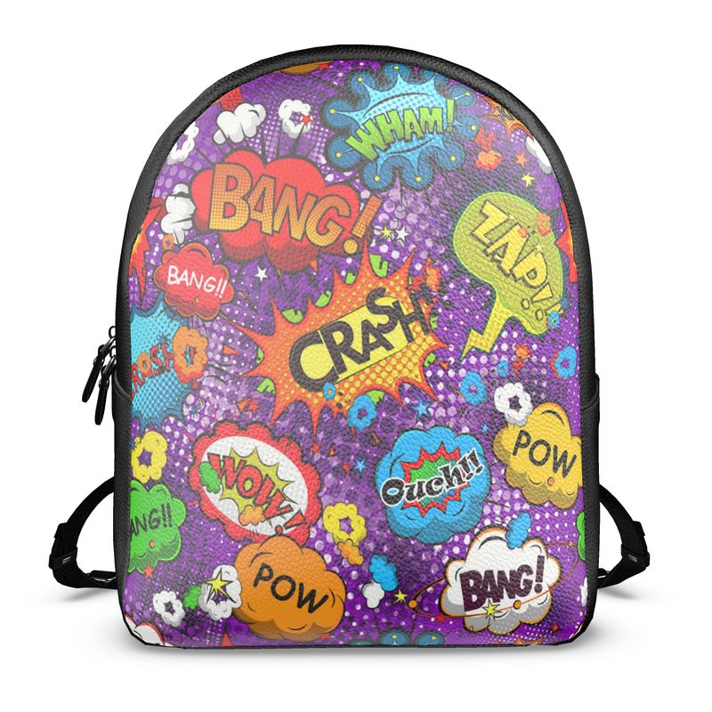 Purple Pop Art, Colville Leather Backpack.