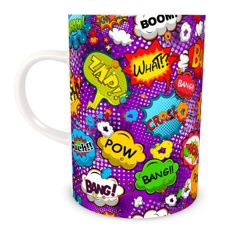 Purple Pop Art, Bone China Mug.