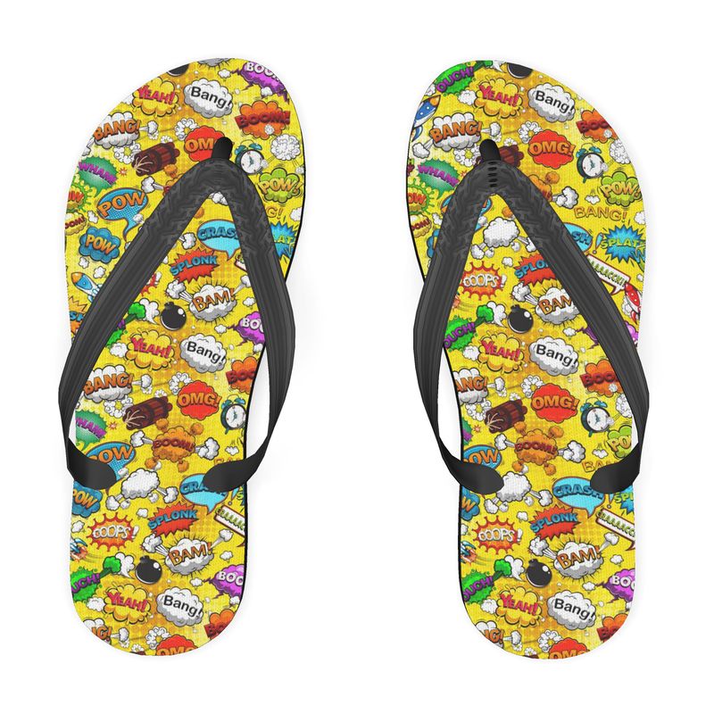 Yellow Pop Art, Flip Flops.