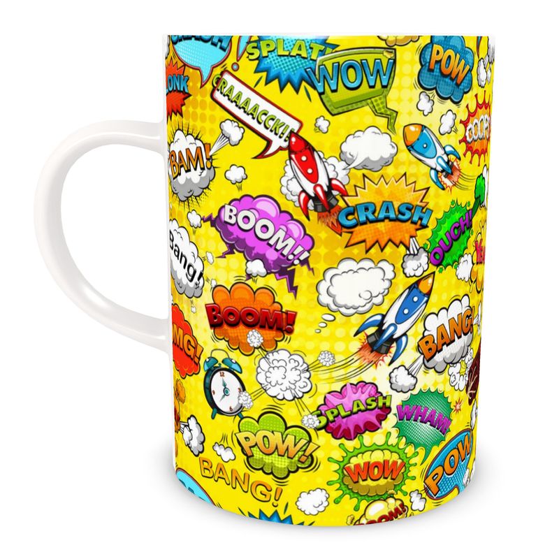 Yellow Pop Art, Bone China Mug.