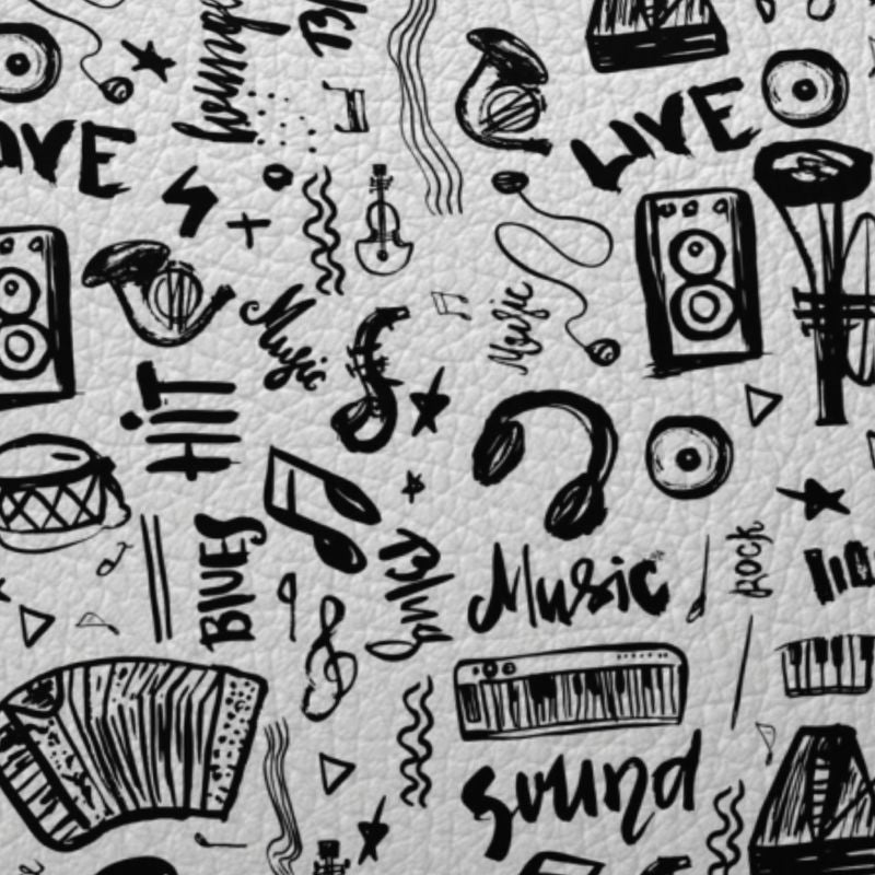 100% Napa Leather Belt or shoulder Bag "Music Doodles Pattern" 🎶🎸🎷