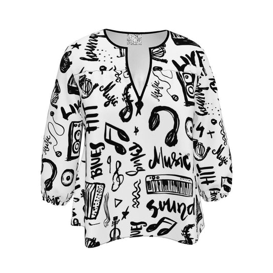 "Music Doodles Pattern" ๐ถ๐ธ๐ท Blouse.