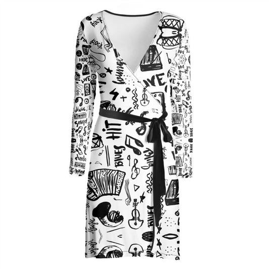 "Music Doodles Pattern" ๐ถ๐ธ๐ทWrap Dress.