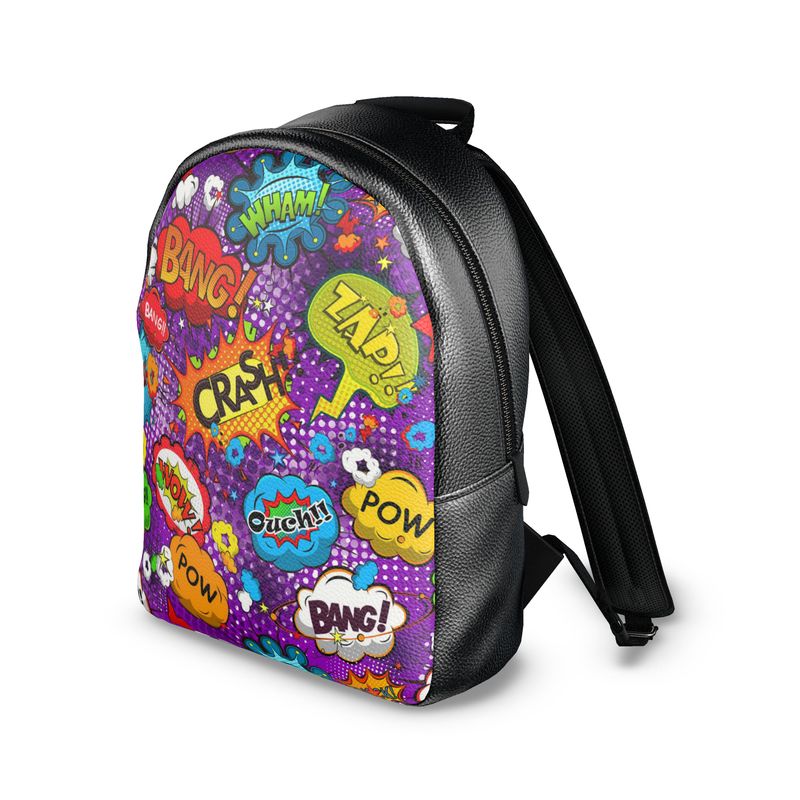 Purple Pop Art, Colville Leather Backpack.