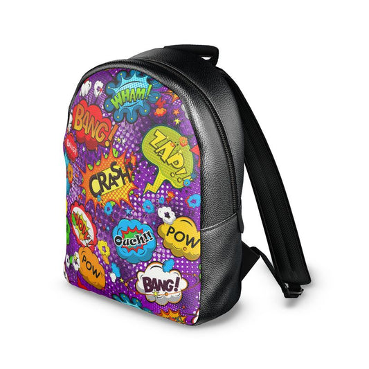Purple Pop Art, Colville Leather Backpack.