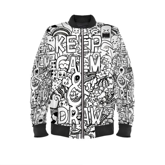 Keep Calm & Draw Art, Reversible Silk Bomber Jacket.