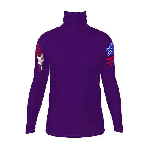 Royal Purple Slim Fit Roll Neck. U.S.A. Flag.