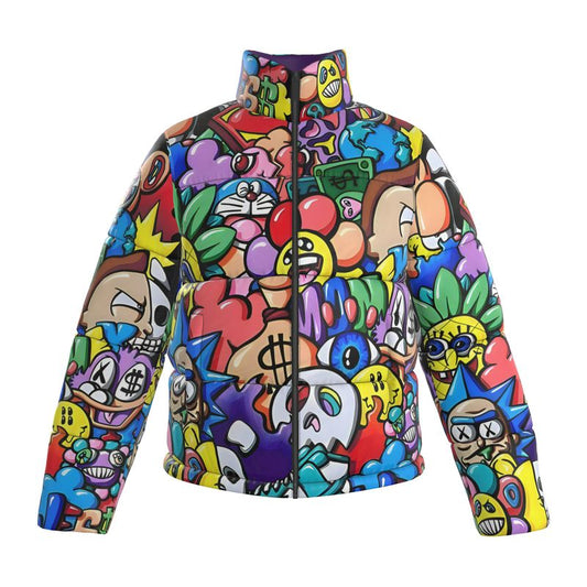 Vexx_Art, Unisex Puffer Jacket. Royal Purple inside Collar.