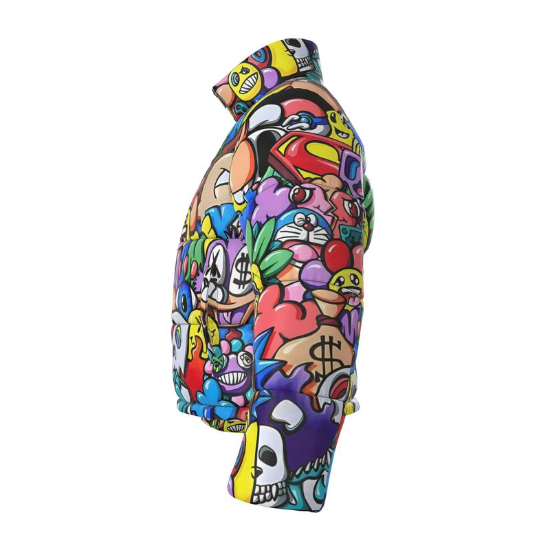 Vexx_Art, Unisex Puffer Jacket. Royal Purple inside Collar.