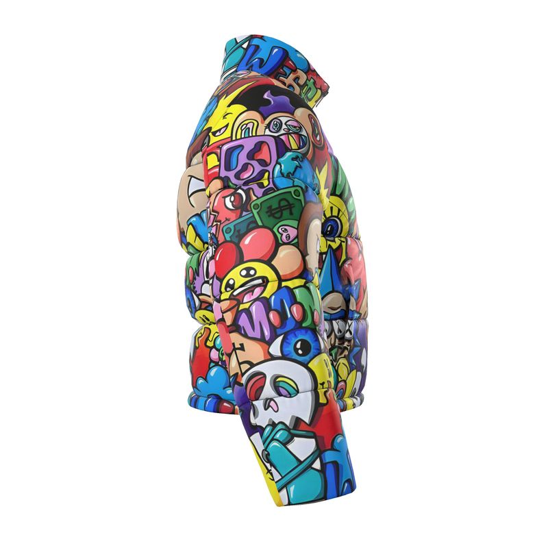 Vexx_Art, Unisex Puffer Jacket. Royal Purple inside Collar.
