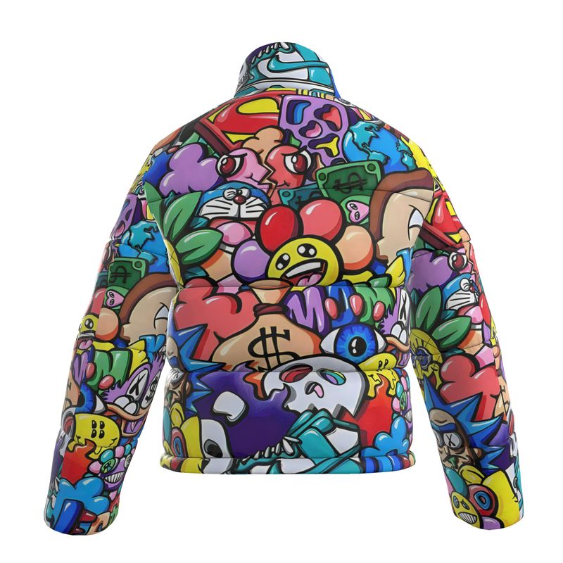 Vexx_Art, Unisex Puffer Jacket. Royal Purple inside Collar.