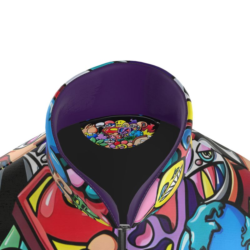 Vexx_Art, Unisex Puffer Jacket. Royal Purple inside Collar.