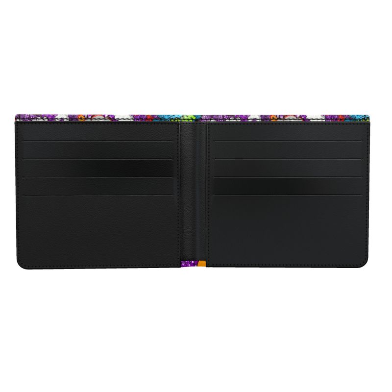 Card Wallet, Purple Pop Art, 100% Leather.