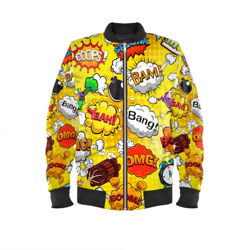 Unisex Bomber Jacket Yellow Pop Art