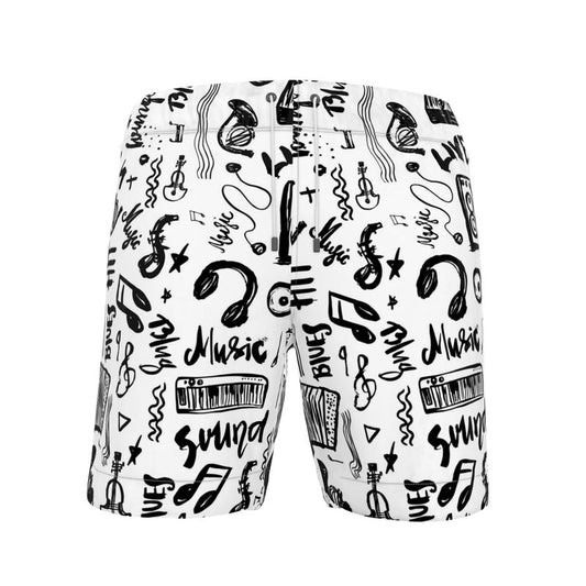 Men's Swimming Shorts Black& White Music Logo