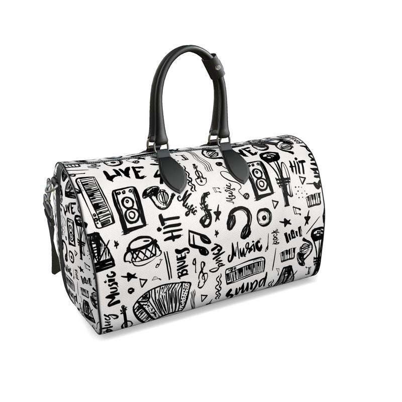 Duffle Bag Black & White Music Logo