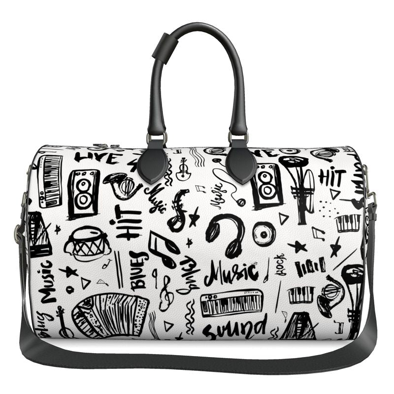 Duffle Bag Black & White Music Logo