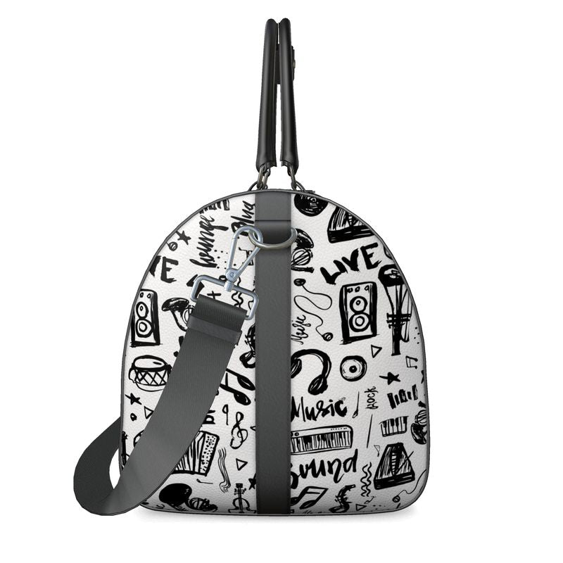 Duffle Bag Black & White Music Logo