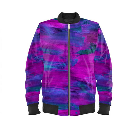 Ladies Bomber Jacket Purple Art Paint