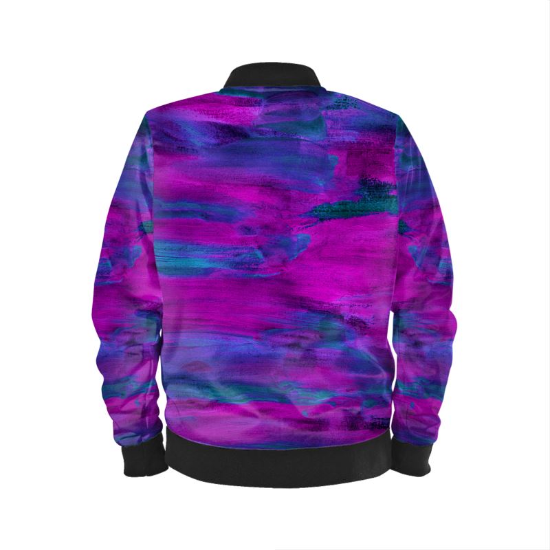 Ladies Bomber Jacket Purple Art Paint