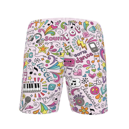 Mens Swimming Shorts Music Pink