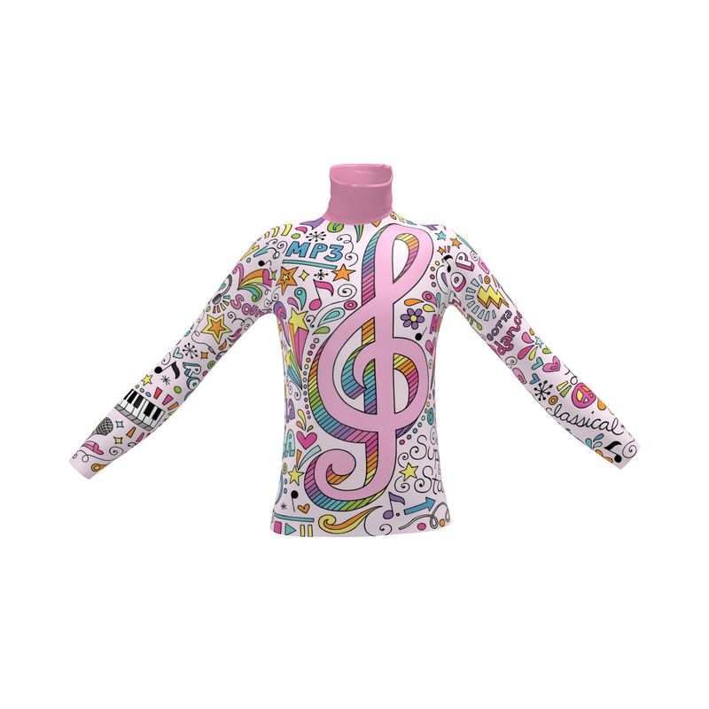 Men's Slim Fit Roll Neck Music Pink