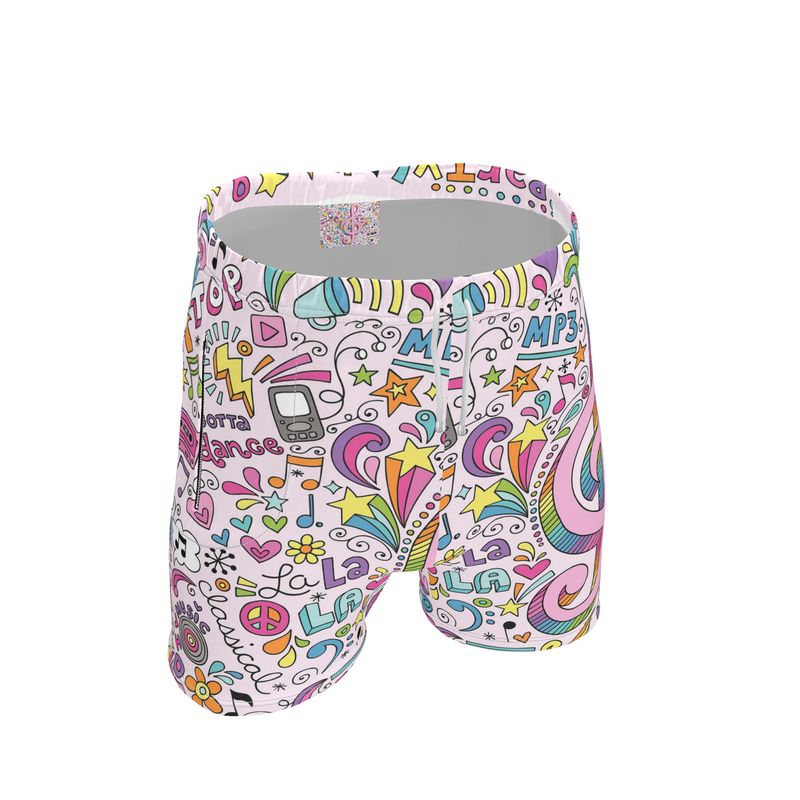 Mens Sweat Shorts Music Pink