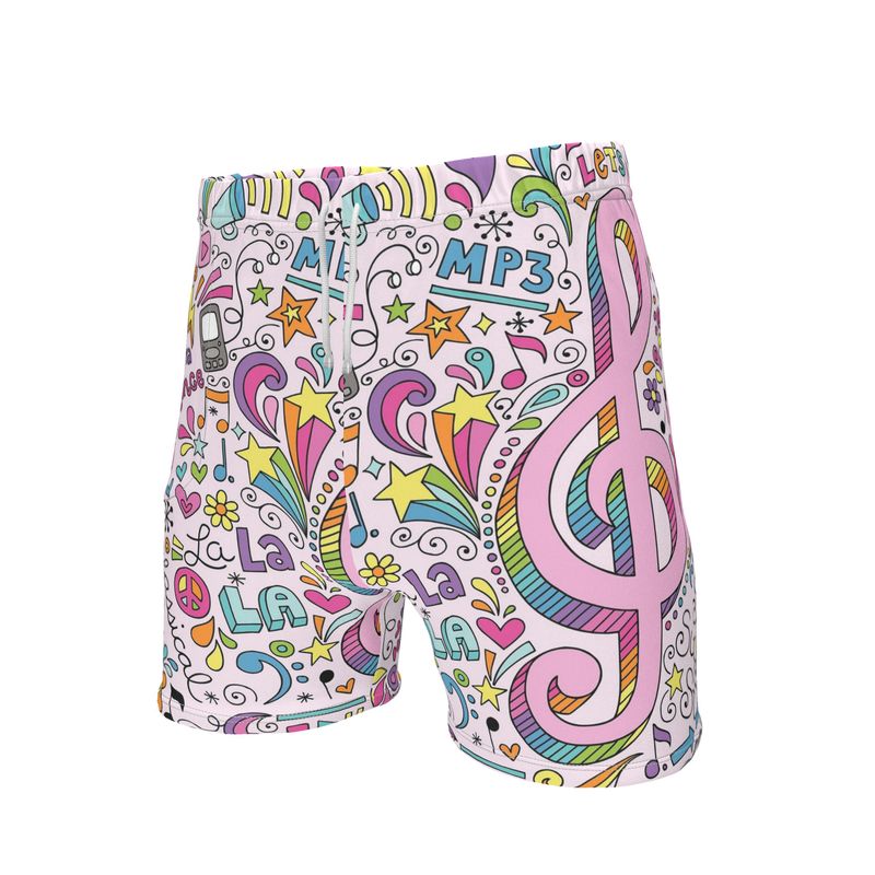 Mens Sweat Shorts Music Pink