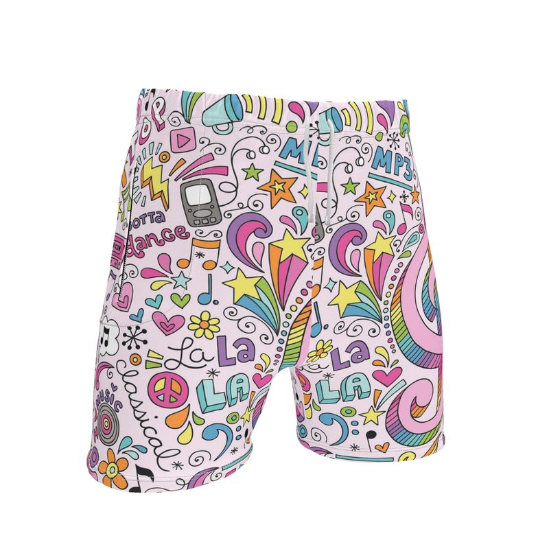 Mens Sweat Shorts Music Pink