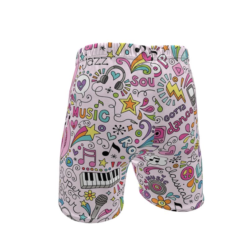 Mens Sweat Shorts Music Pink