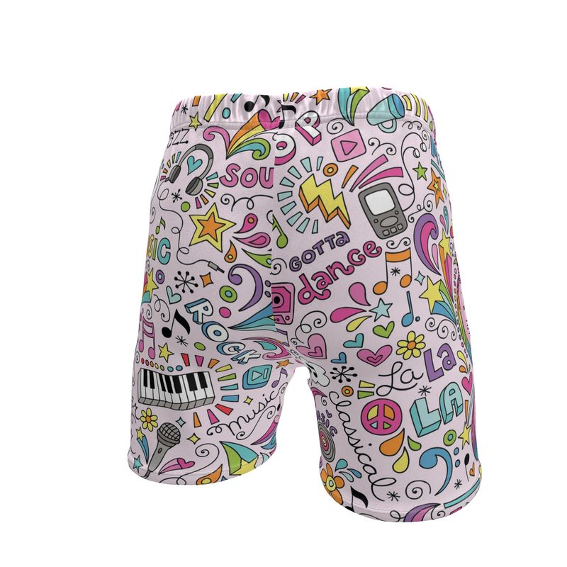 Mens Sweat Shorts Music Pink