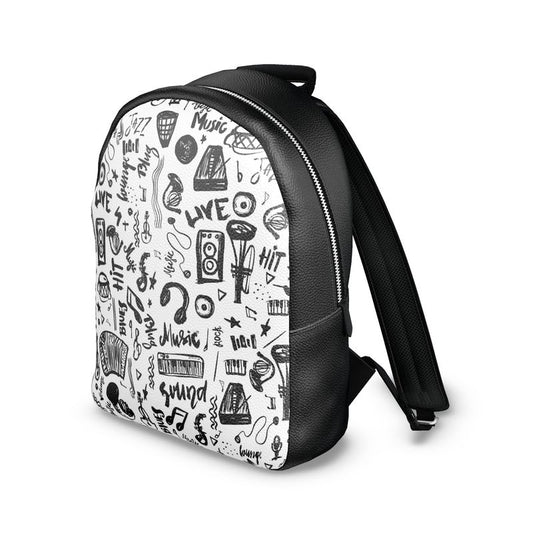 Colville Leather Backpack Black & White Music Logo