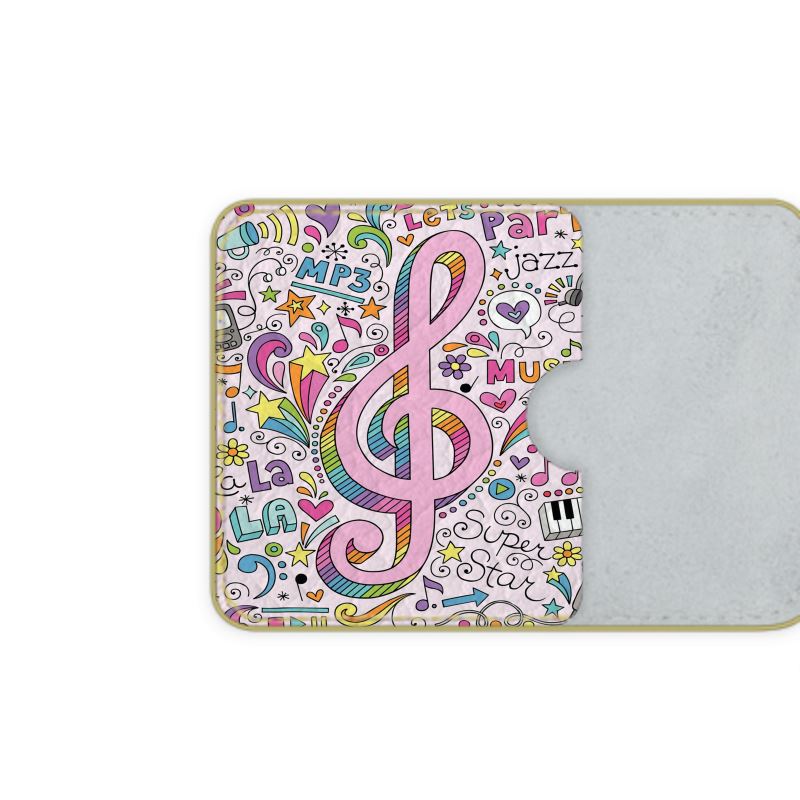 Leather Card Case Pink Music Logo