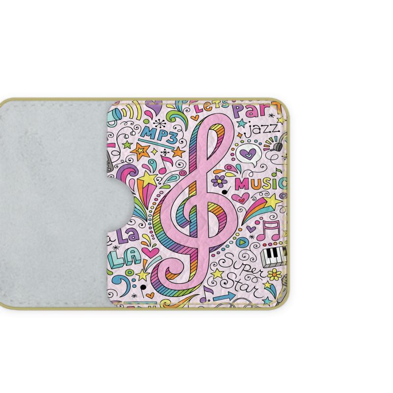 Leather Card Case Pink Music Logo