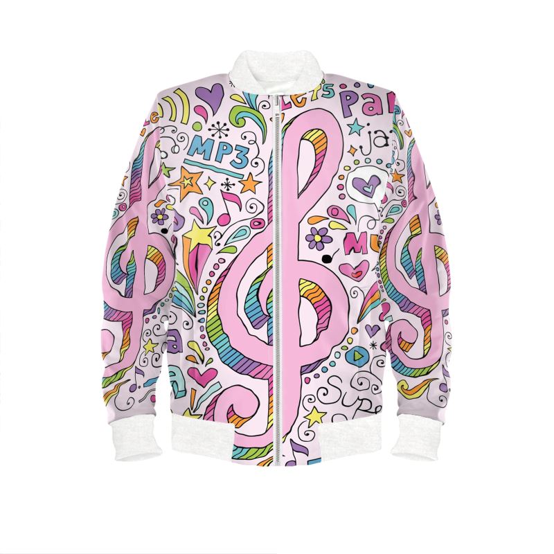 Mens Bomber Jacket Music Pink Logo