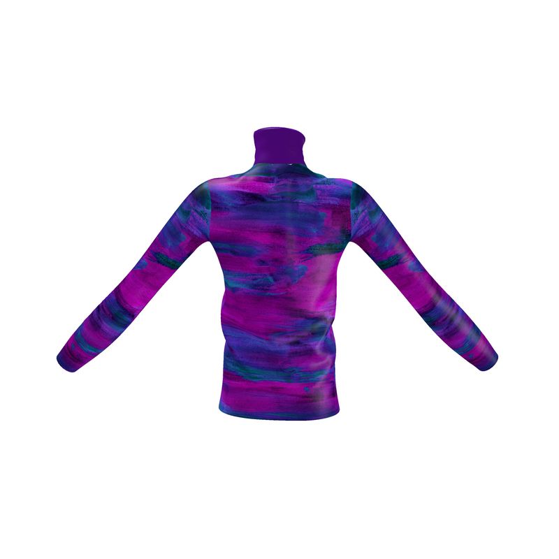 Mens Slim Fit Roll Neck Purple Art