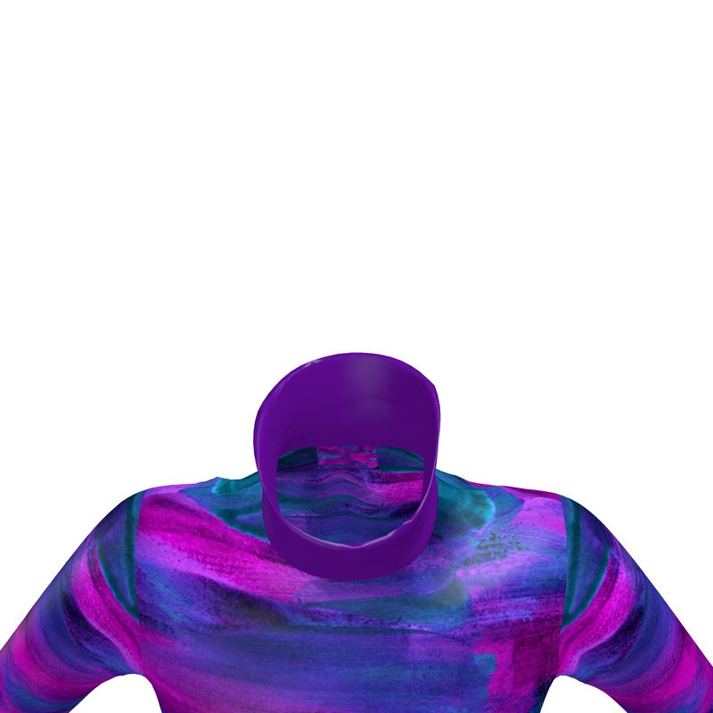 Mens Slim Fit Roll Neck Purple Art