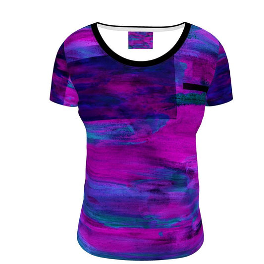 Ladies Scoop Neck T-Shirt Purple Art