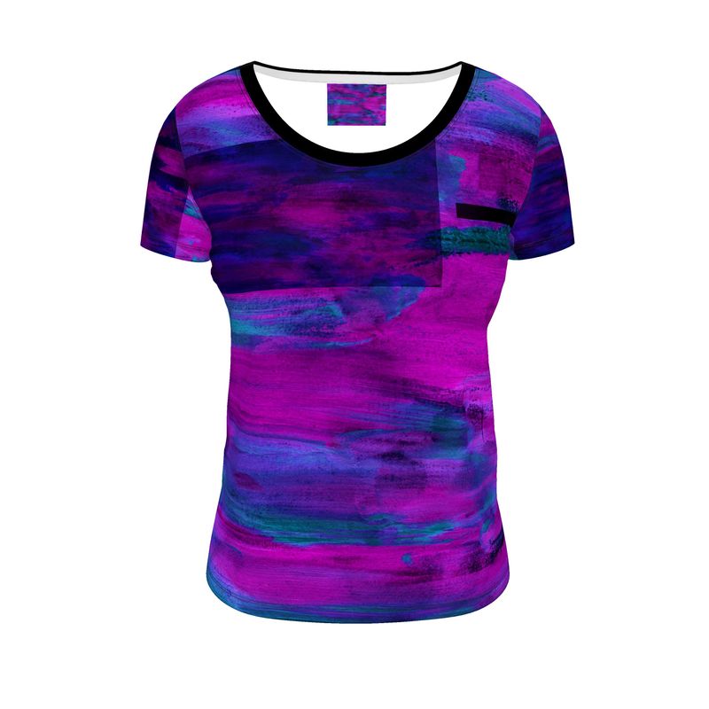 Ladies Scoop Neck T-Shirt Purple Art